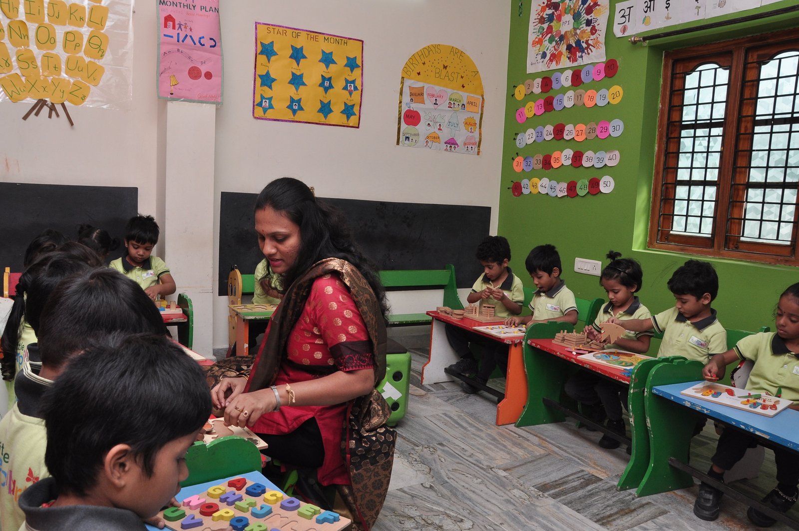 Pre-Primary students at Little Caterpillars Manikonda engaged in classroom activities